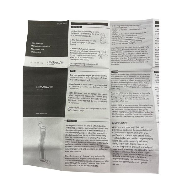 Lifestraw Straw Filter Carry Case W/ Filter Dark Mountain Gray Compact Design - Picture 4 of 5